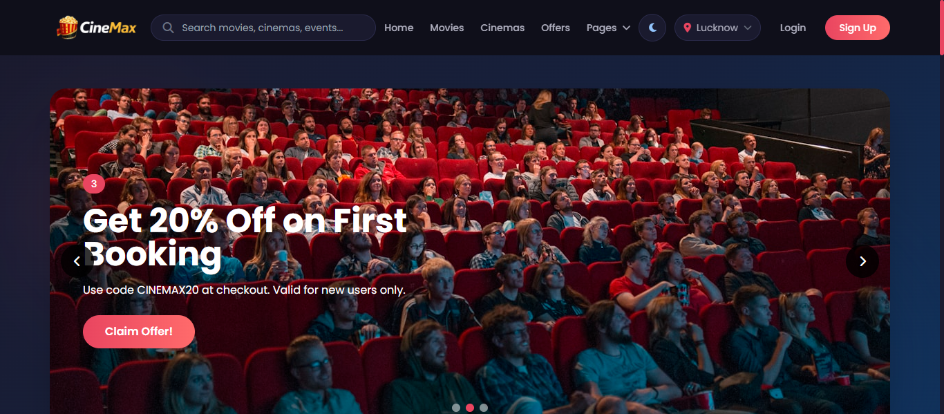 Movie Ticket Booking System - BookMyShow Clone Dashboard