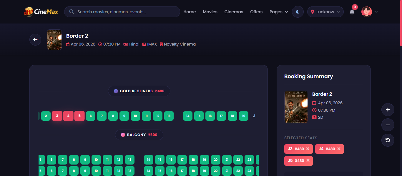 Seat Selection Interface - Real-time Booking Feature